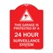 Signmission This Garage Is Protected by 24 Hour Surveillance System, Red & White Alum Sign, 18" H, RW-1824-22817 A-DES-RW-1824-22817 - alternate 1